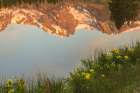 Colorado-Rock Mountain National Park Mountain reflection in Sprague Lake Art Print